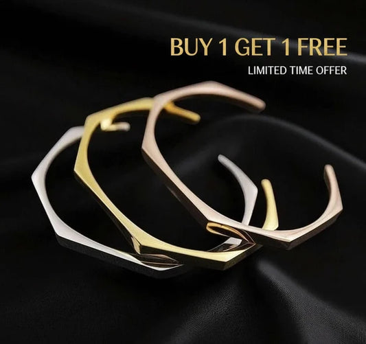 STAINLESS STEEL HEXAGON CUFF BANGLE BUY 1 GET 1 FREE